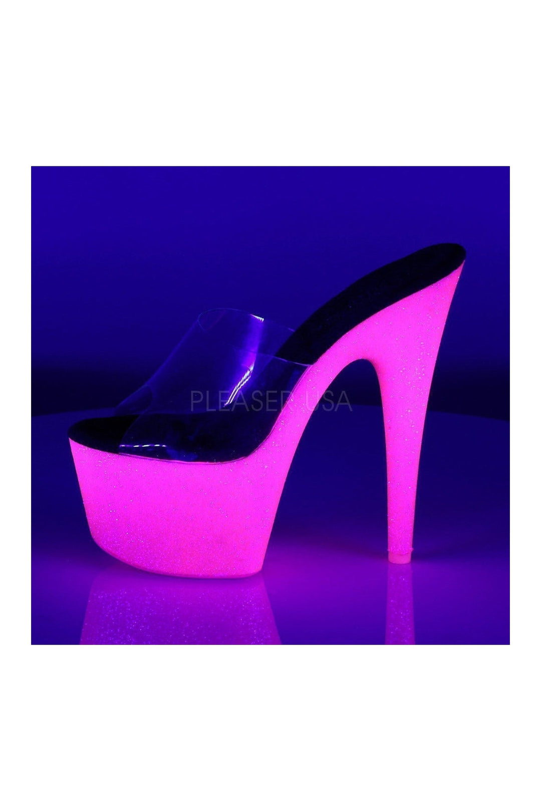 ADORE-701UVG Platform Slide | Clear Vinyl-Pleaser-Slides-SEXYSHOES.COM