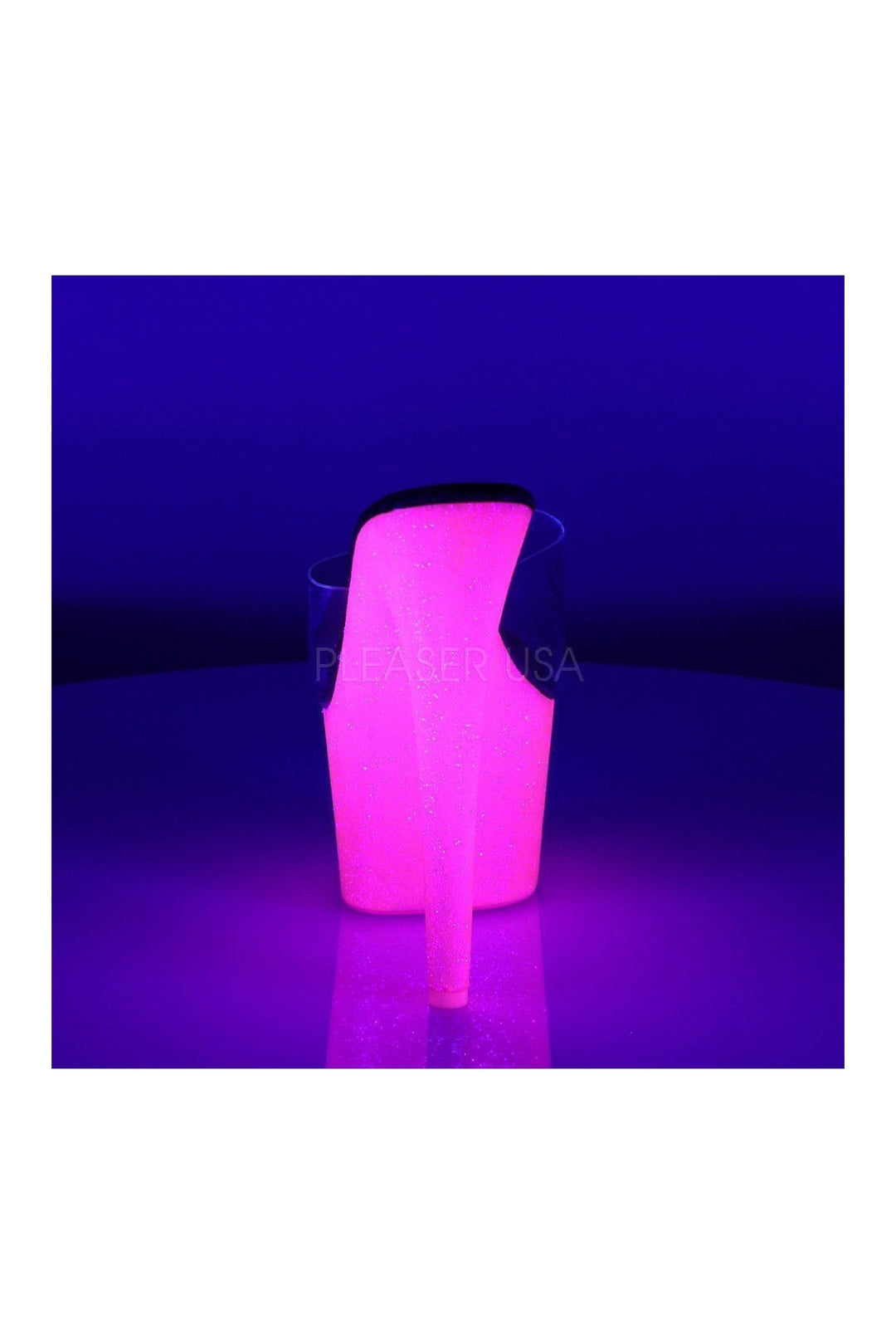 Pleaser ADORE-701UVG Platform Slide in Clear Vinyl