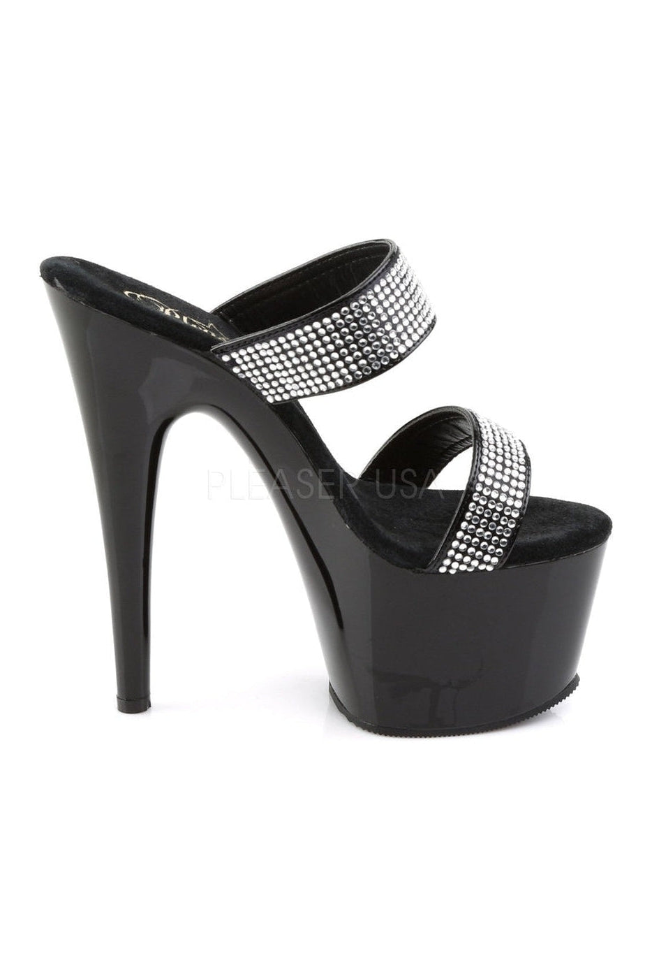 ADORE-702-2 Platform Slide | Black Patent-Pleaser-Slides-SEXYSHOES.COM