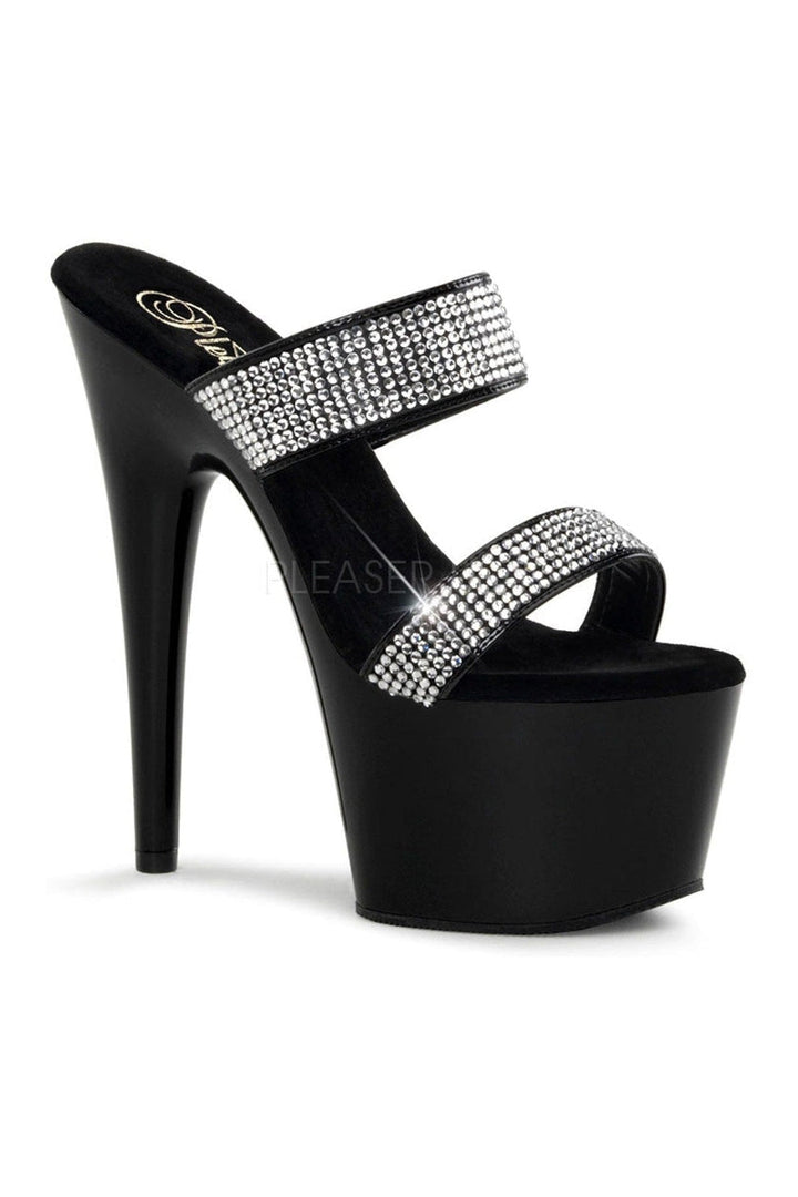 ADORE-702-2 Platform Slide | Black Patent-Pleaser-Black-Slides-SEXYSHOES.COM