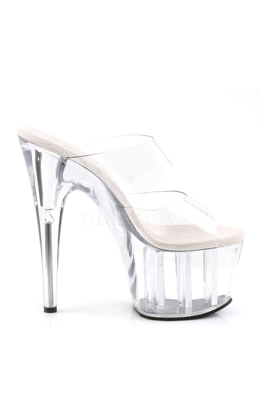 Pleaser ADORE-702 Platform Slide in Clear Vinyl