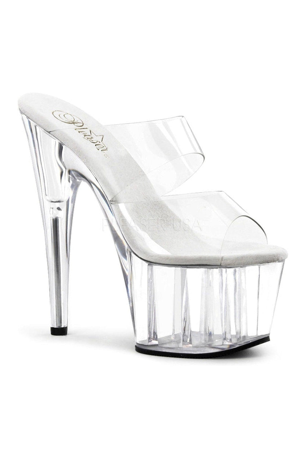 Pleaser ADORE-702 Platform Slide in Clear Vinyl from SexyShoes.com