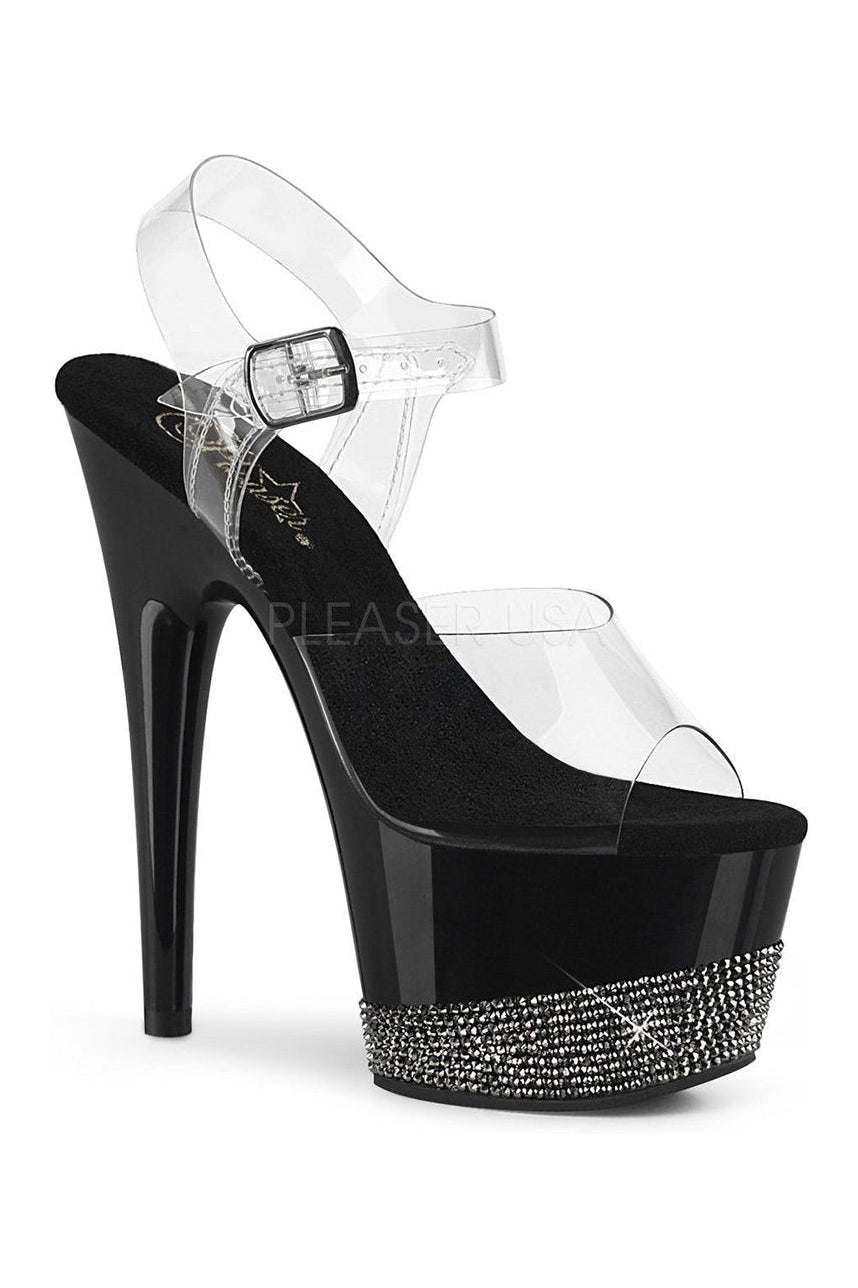 Pleaser ADORE-708-3 Exotic Platform Sandal in Clear Vinyl from SexyShoes.com