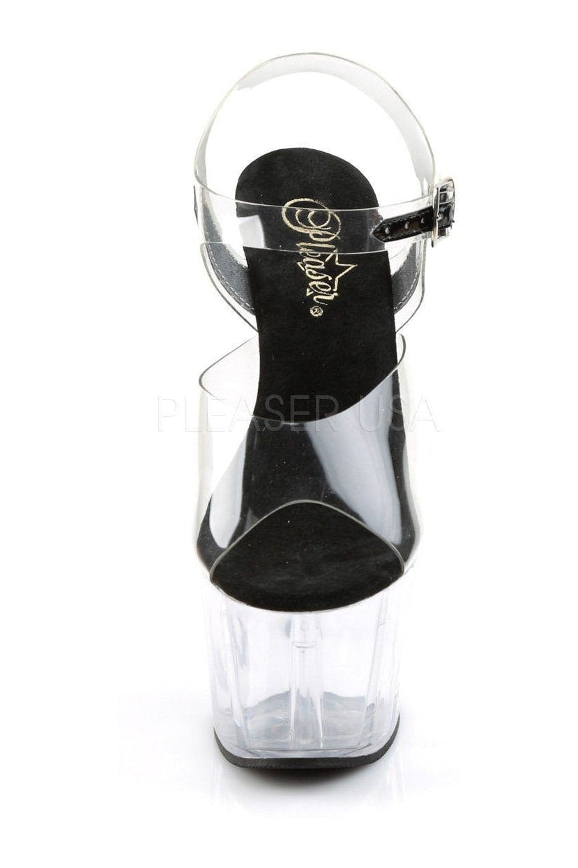 Pleaser ADORE-708 Platform Sandal in Black Vinyl