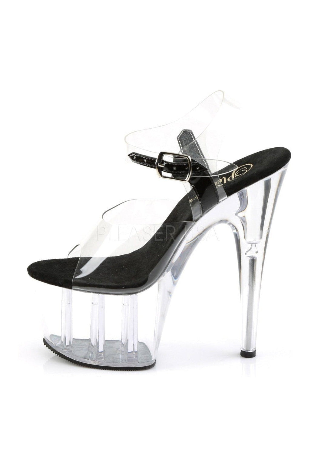 Pleaser ADORE-708 Platform Sandal in Black Vinyl