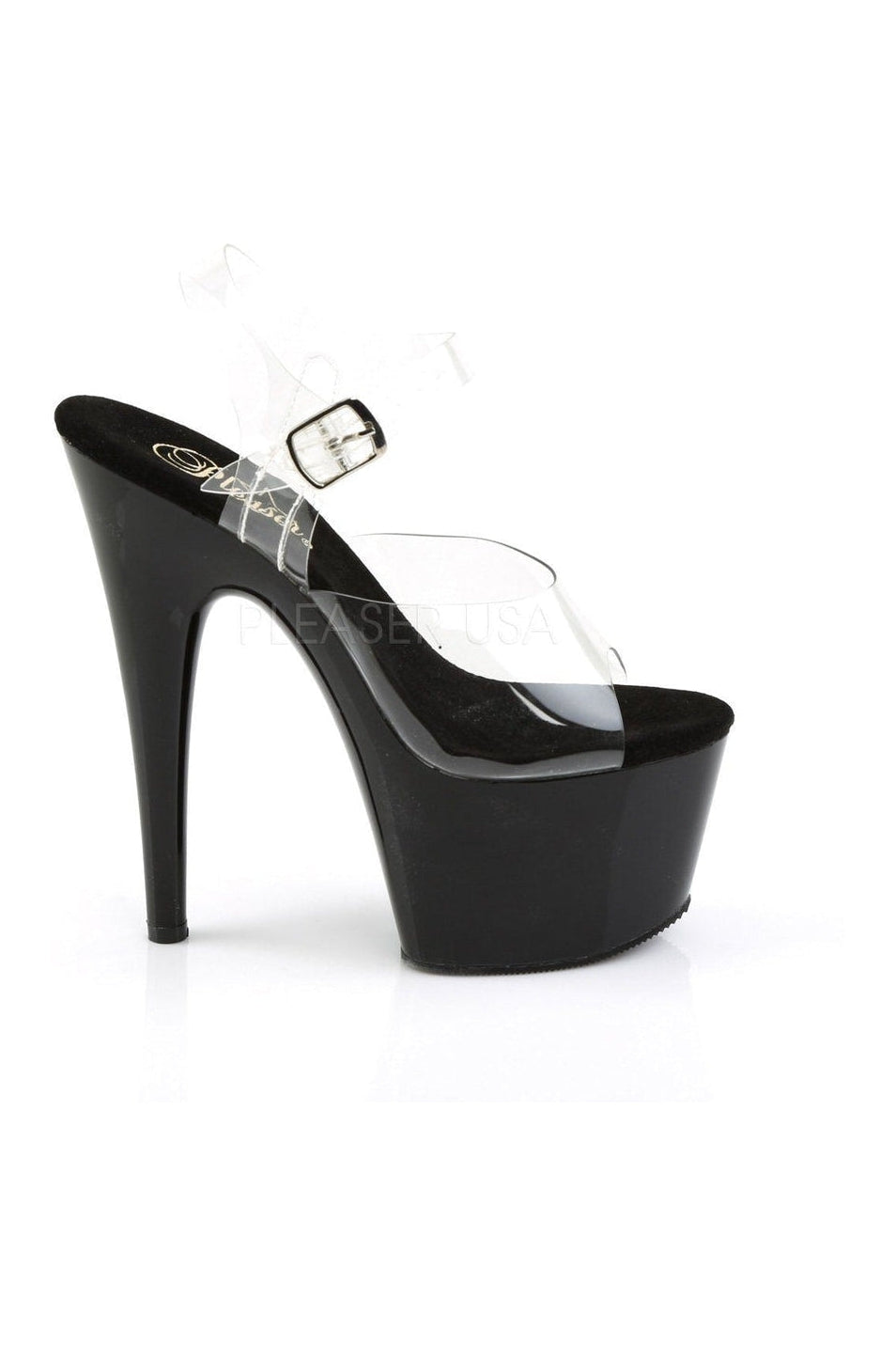 Pleaser ADORE-708 Platform Sandal in Black Vinyl