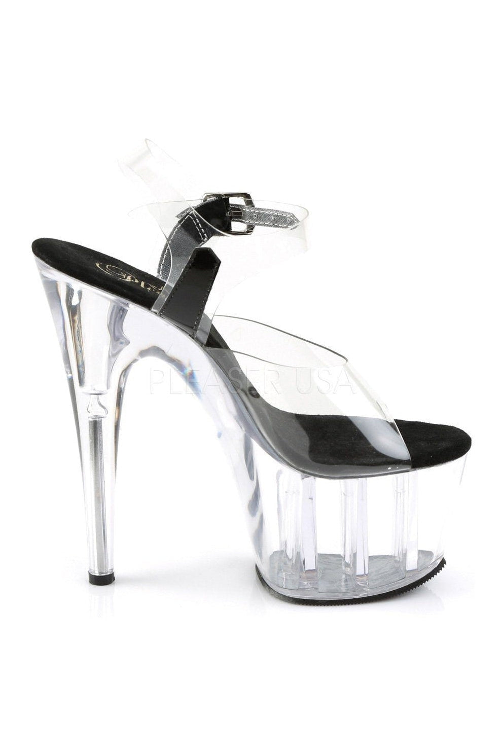 Pleaser ADORE-708 Platform Sandal in Black Vinyl