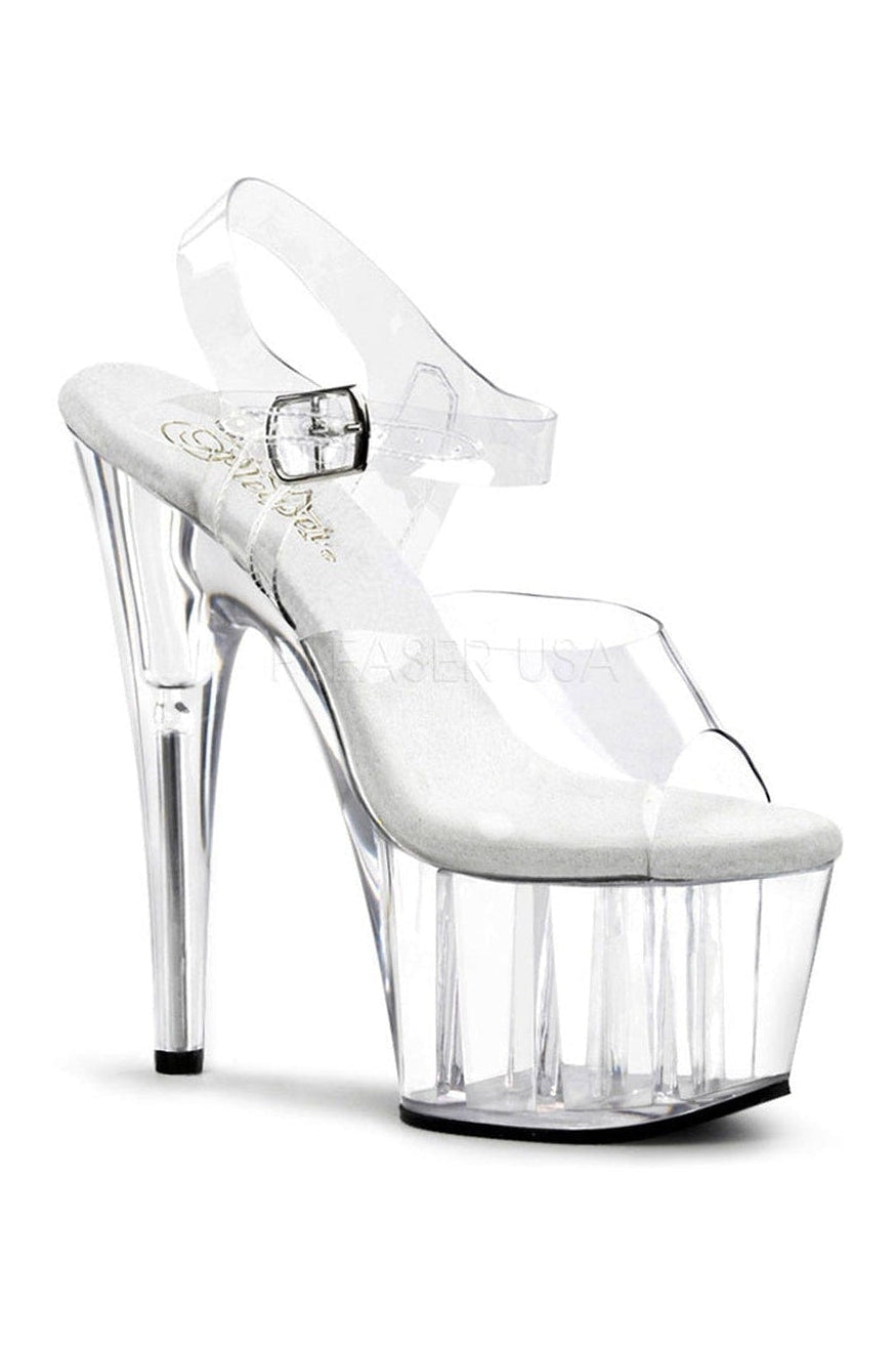 Pleaser ADORE-708 Platform Sandal in Clear Vinyl from SexyShoes.com