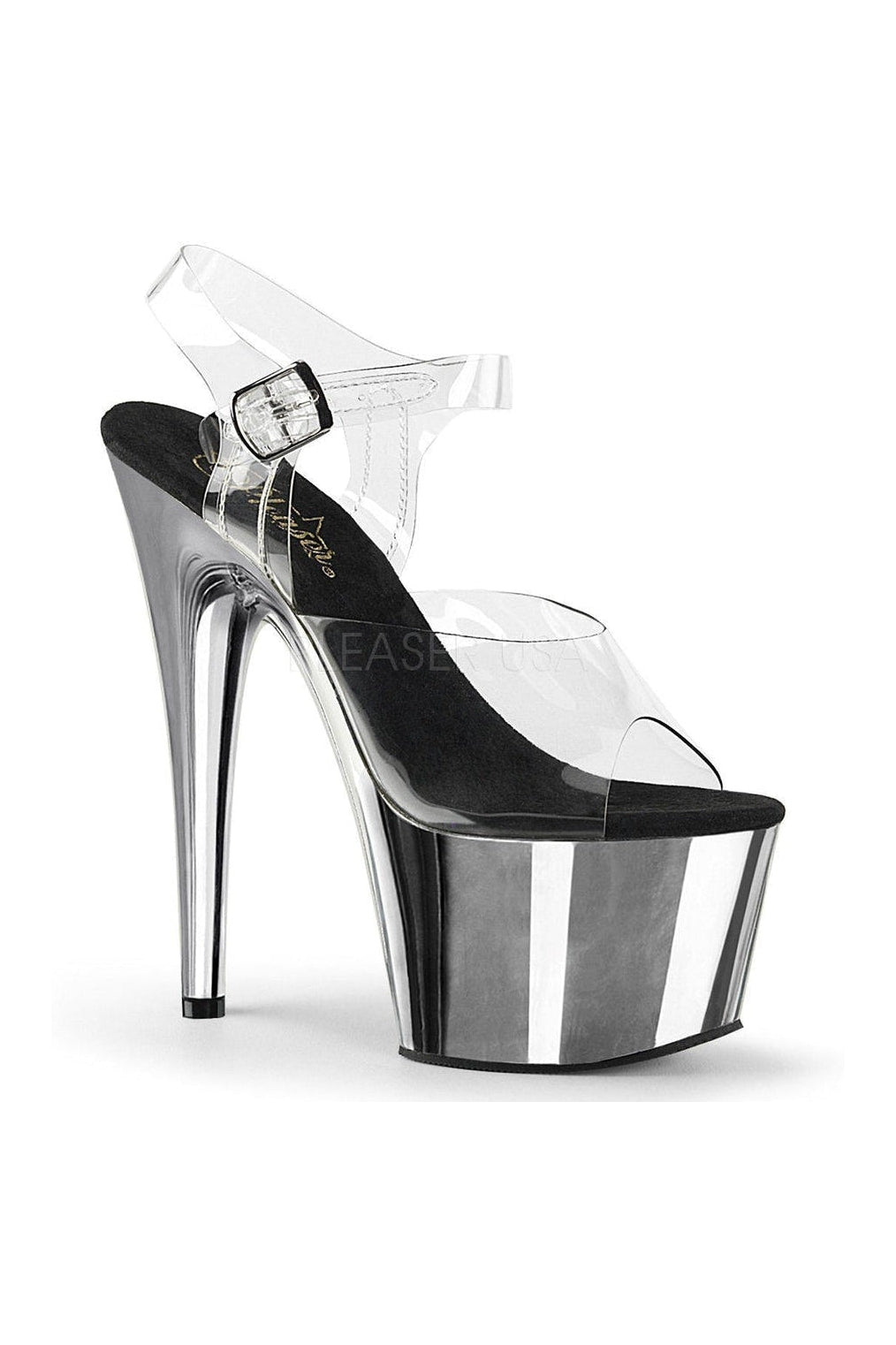 Pleaser ADORE-708 Platform Sandal in Clear Vinyl from SexyShoes.com