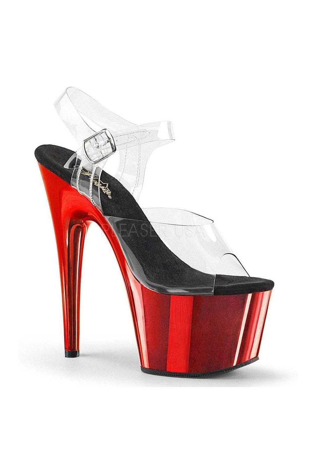 Pleaser ADORE-708 Platform Sandal in Clear Vinyl from SexyShoes.com