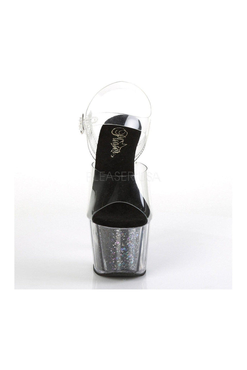 ADORE-708CG Platform Sandals | Black Vinyl-Pleaser-Sandals-SEXYSHOES.COM