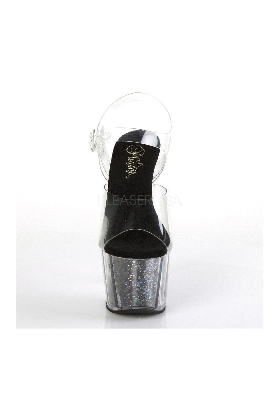 Pleaser ADORE-708CG Platform Sandals in Black Vinyl