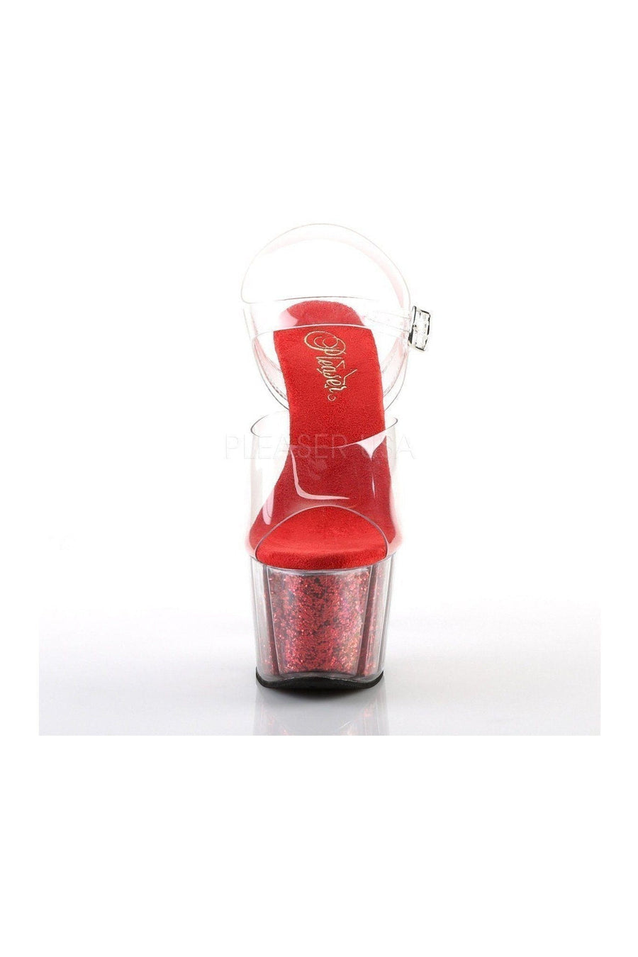 Pleaser ADORE-708G Platform Sandal in Clear Vinyl