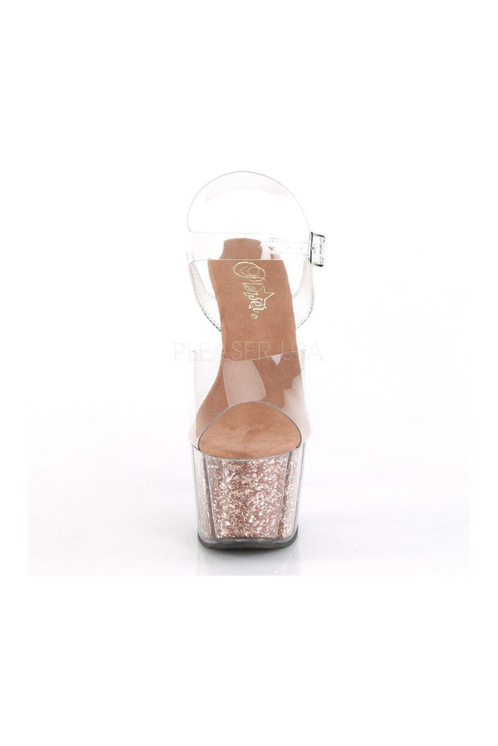 ADORE-708G Platform Sandal | Clear Vinyl