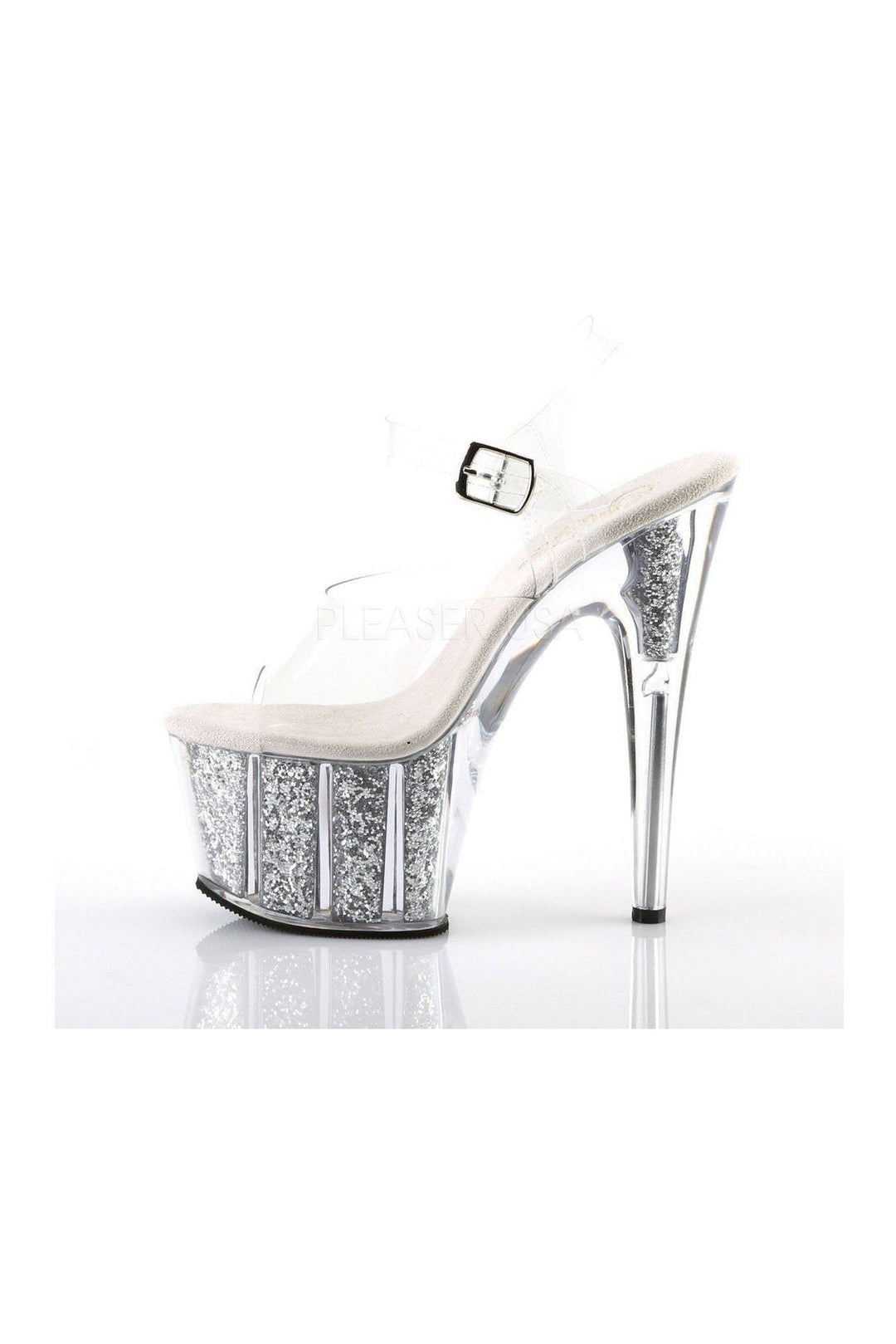 Pleaser ADORE-708G Platform Sandal in Clear Vinyl