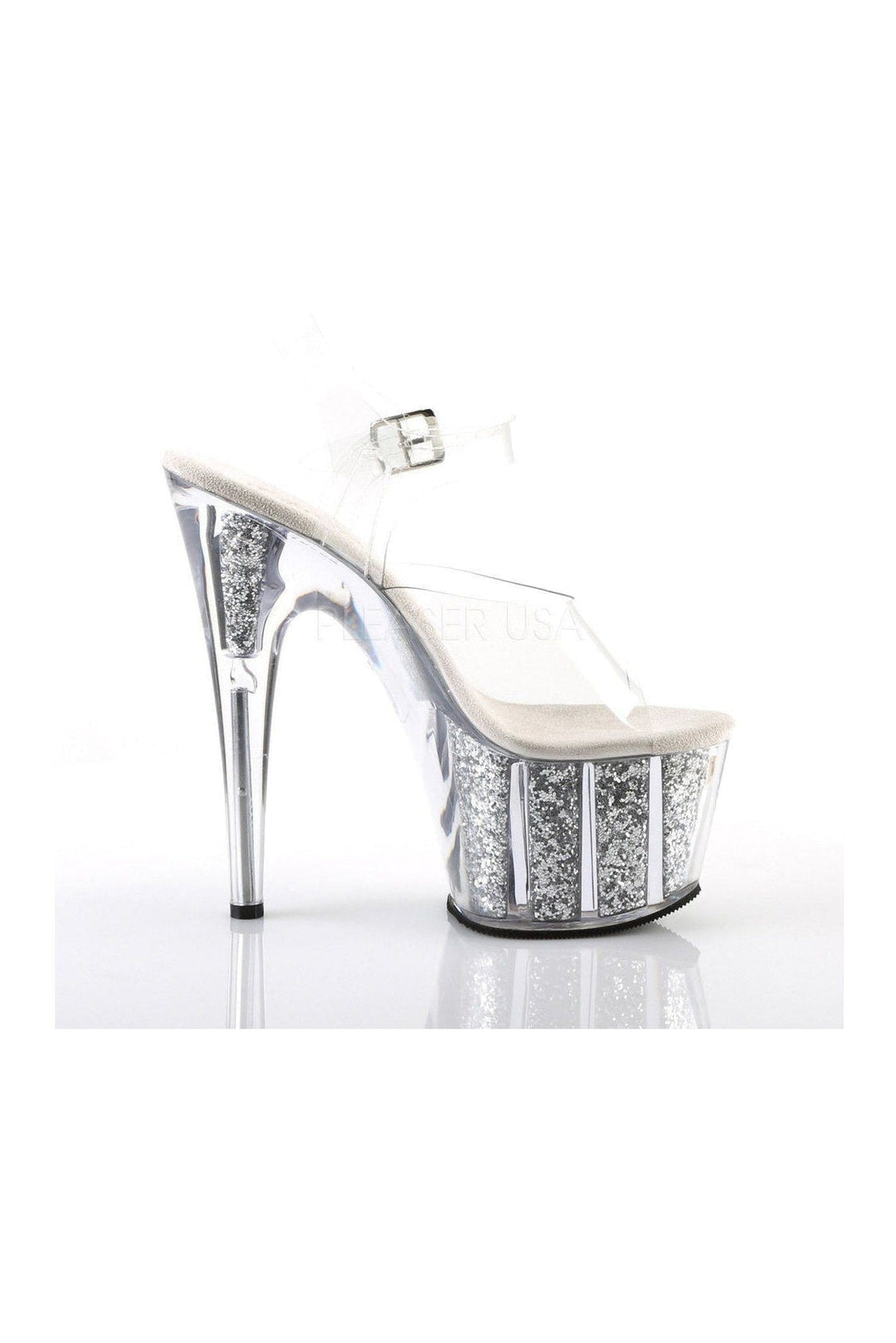 Pleaser ADORE-708G Platform Sandal in Clear Vinyl