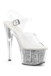Pleaser ADORE-708G Platform Sandal in Clear Vinyl from SexyShoes.com