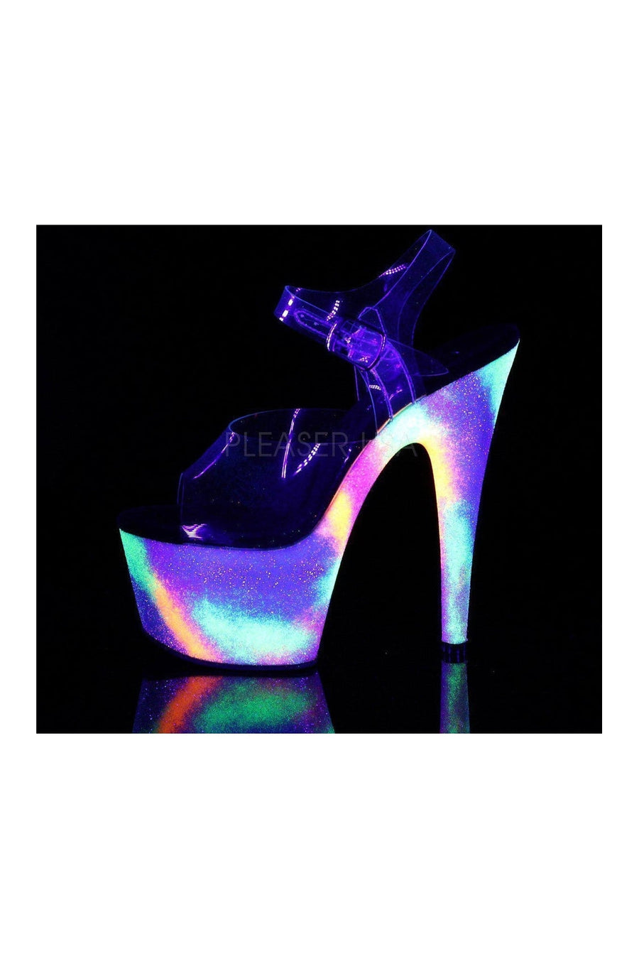 Pleaser ADORE-708GXY Platform Sandal in Clear Vinyl