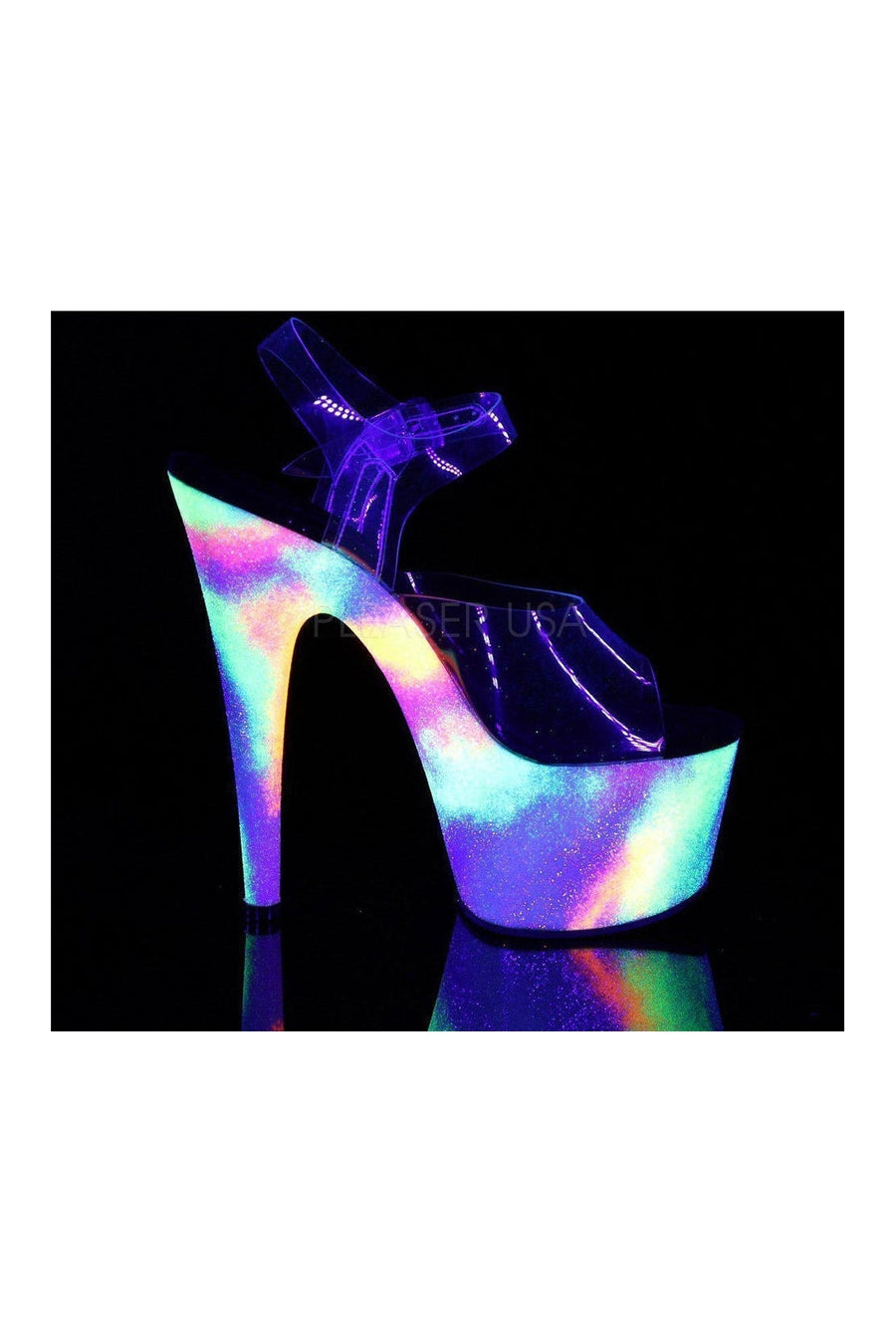 Pleaser ADORE-708GXY Platform Sandal in Clear Vinyl