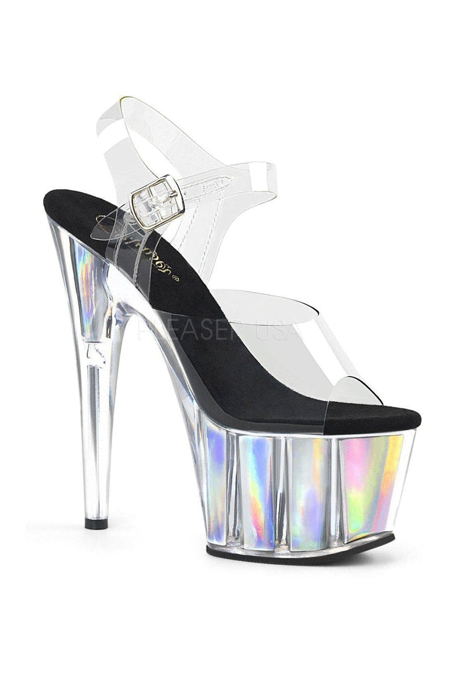 Pleaser ADORE-708HGI Platform Sandal in Clear Vinyl from SexyShoes.com