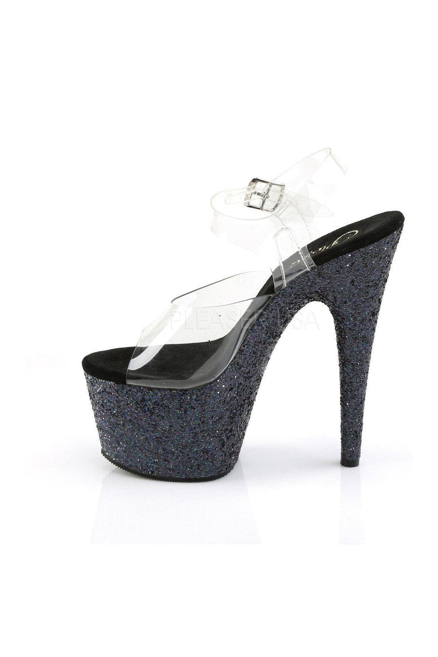 Pleaser ADORE-708LG Platform Sandal in Black Vinyl