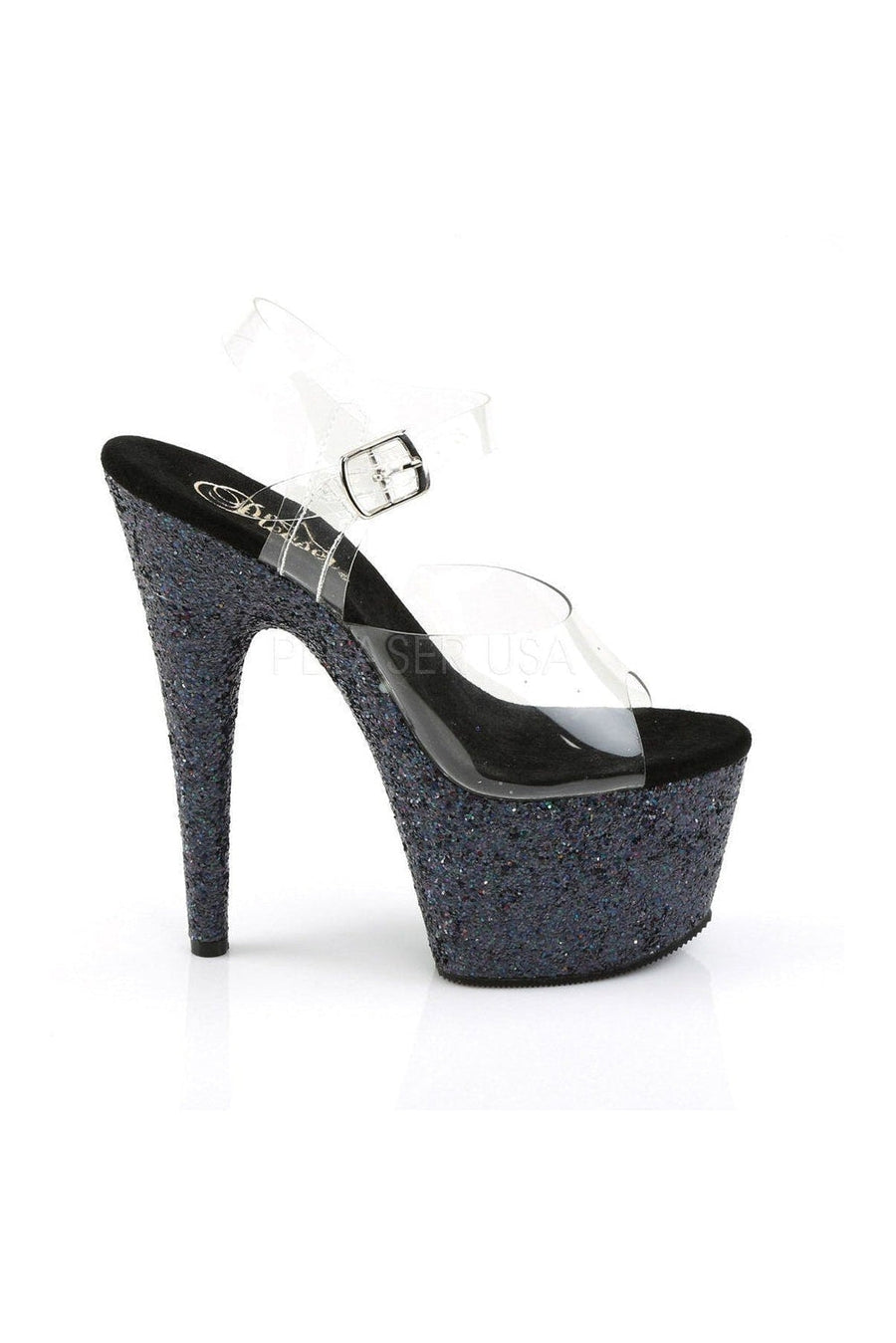 Pleaser ADORE-708LG Platform Sandal in Black Vinyl
