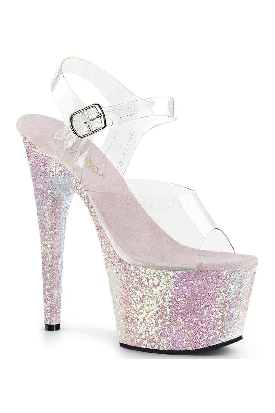 ADORE-708LG Platform Sandal | Clear Vinyl-Pleaser-Clear-Sandals-SEXYSHOES.COM