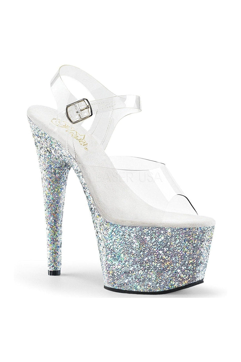 ADORE-708LG Platform Sandal | Clear Vinyl-Pleaser-Clear-Sandals-SEXYSHOES.COM