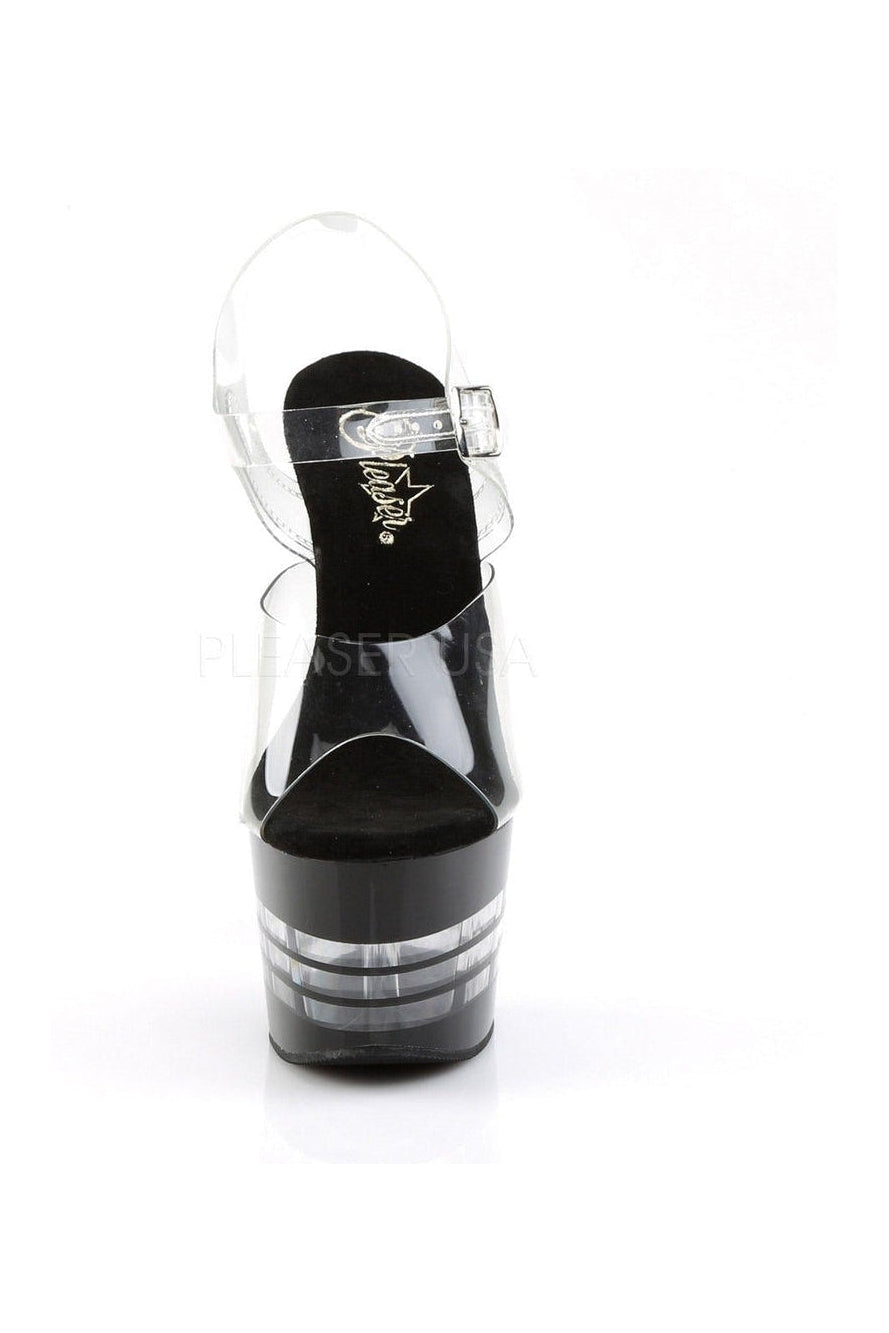 Pleaser ADORE-708LN Platform Sandal in Black Vinyl