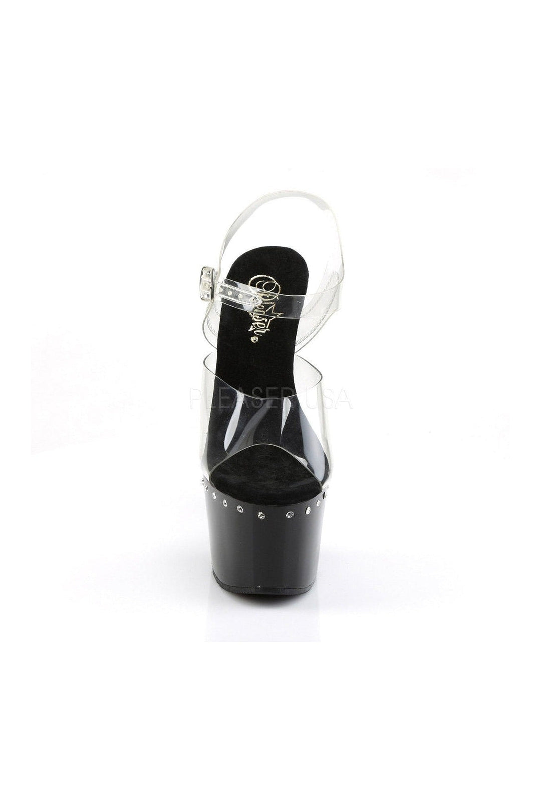 ADORE-708LS Platform Sandal | Black Vinyl-Pleaser-Sandals-SEXYSHOES.COM