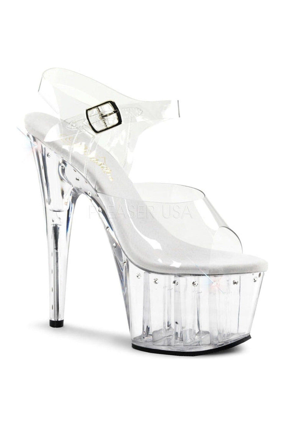 Pleaser ADORE-708LS Platform Sandal in Clear Vinyl from SexyShoes.com