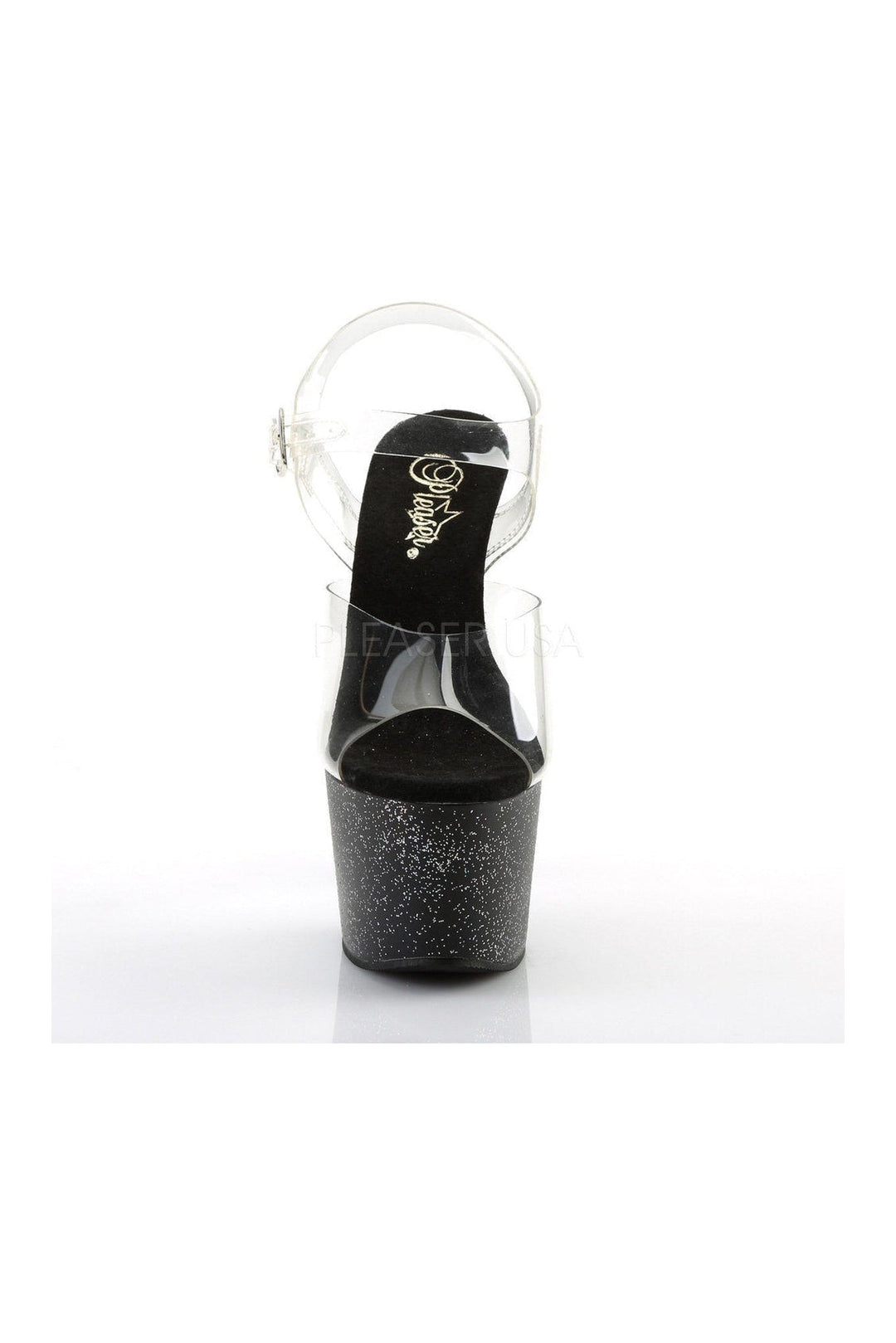 ADORE-708MG Platform Sandal | Black Vinyl-Pleaser-Sandals-SEXYSHOES.COM