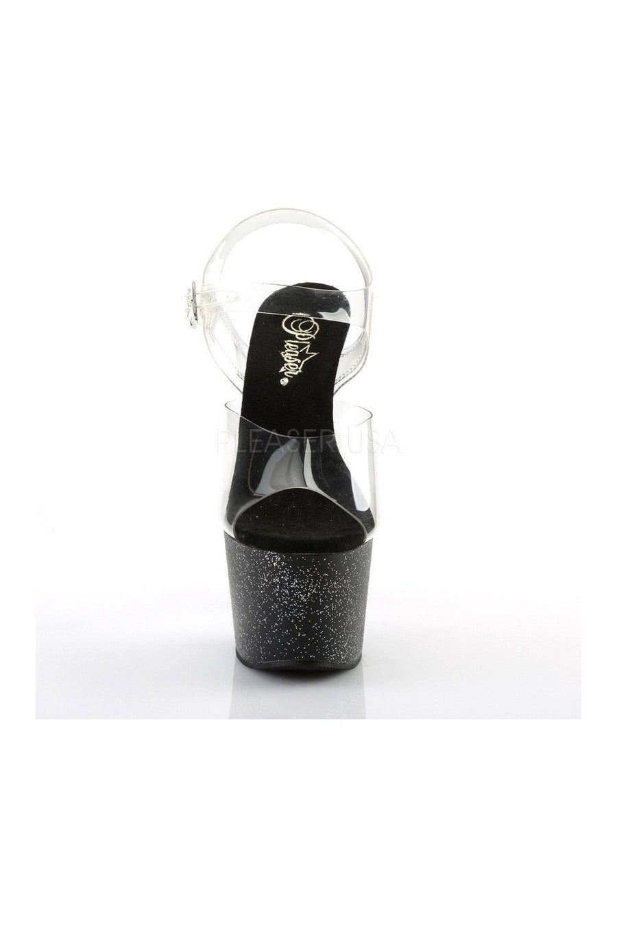 Pleaser ADORE-708MG Platform Sandal in Black Vinyl