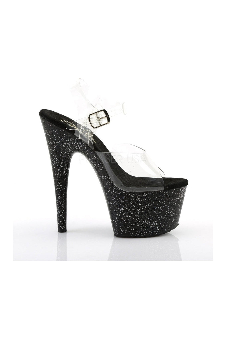 Pleaser ADORE-708MG Platform Sandal in Black Vinyl