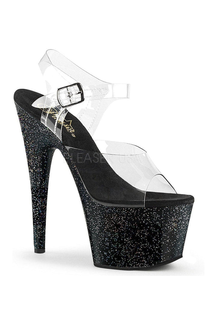 ADORE-708MG Platform Sandal | Black Vinyl-Pleaser-Black-Sandals-SEXYSHOES.COM