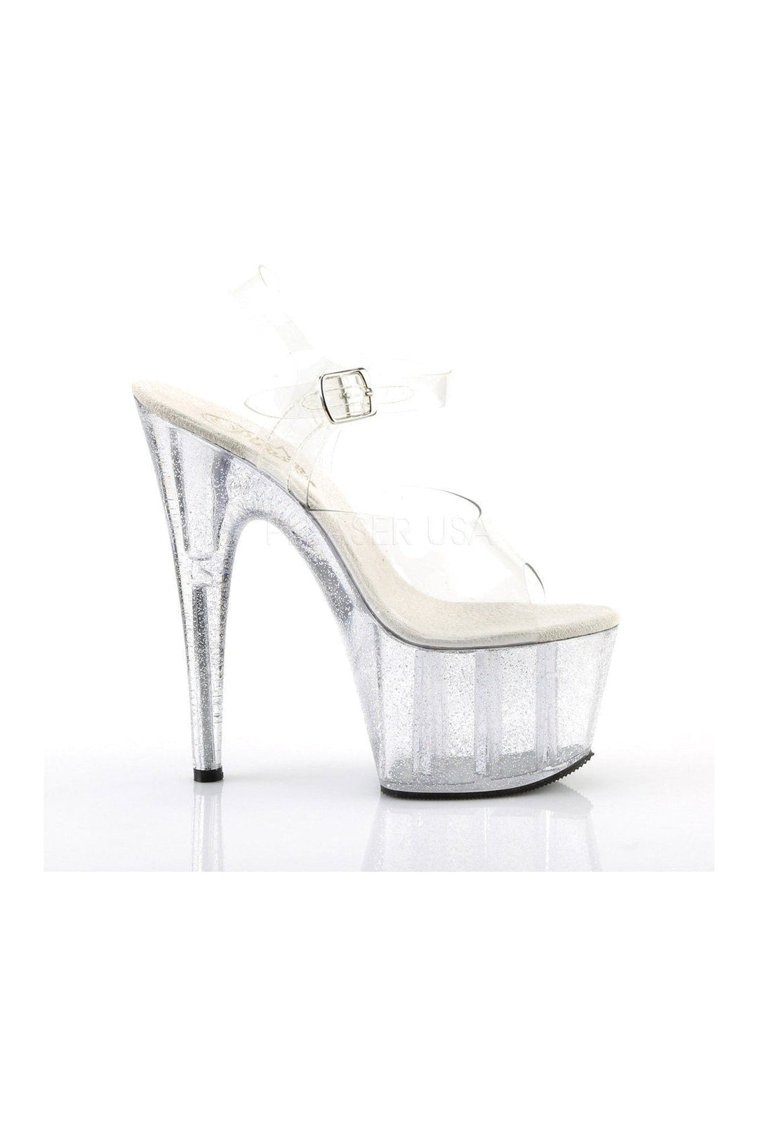 Pleaser ADORE-708MG Platform Sandal in Clear Vinyl