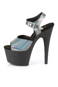 Pleaser ADORE-708N-DT Exotic Platform Sandal in Pewter Faux Leather