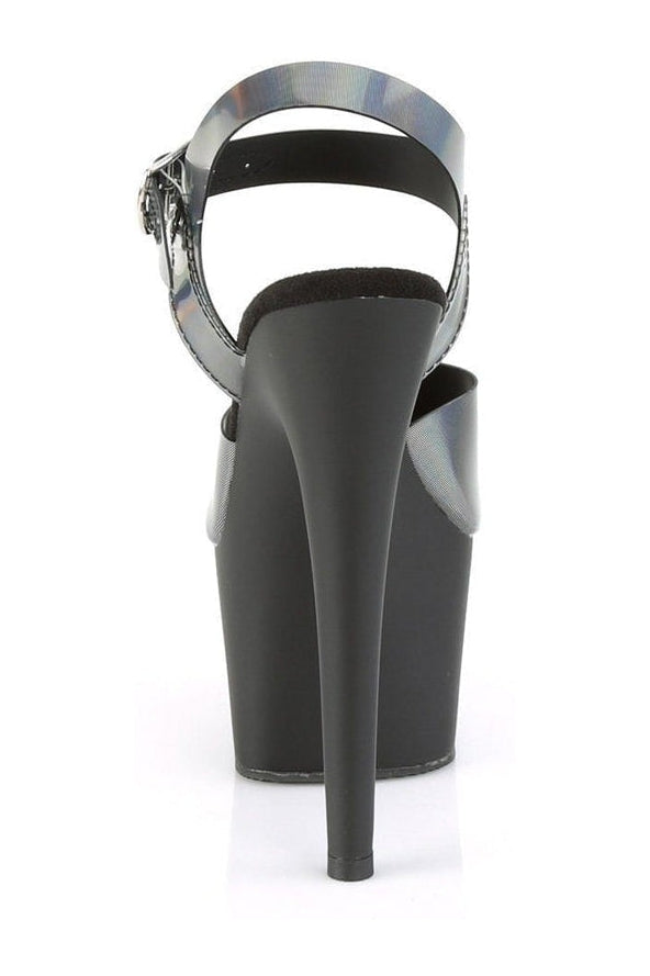 Pleaser ADORE-708N-DT Exotic Platform Sandal in Pewter Faux Leather