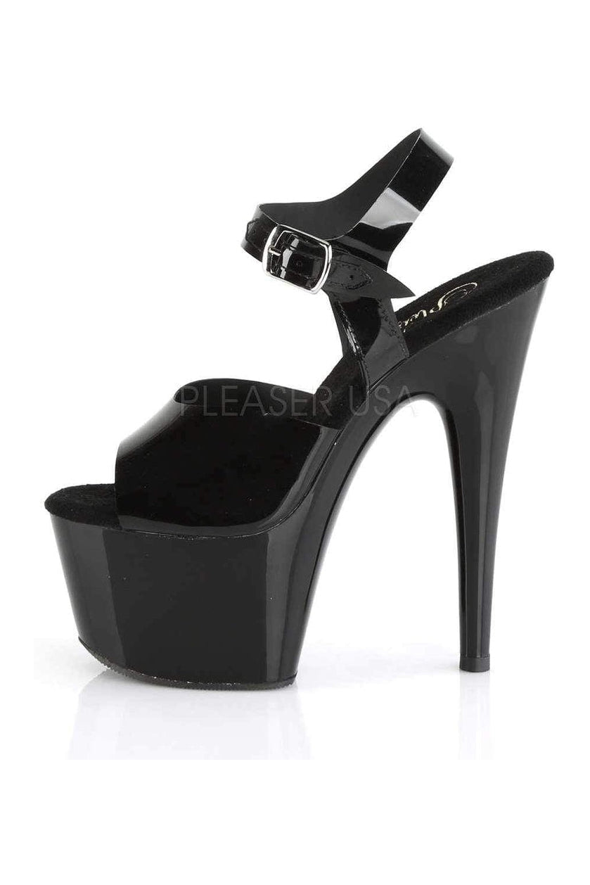 Pleaser ADORE-708N Platform Sandal in Black Faux Leather