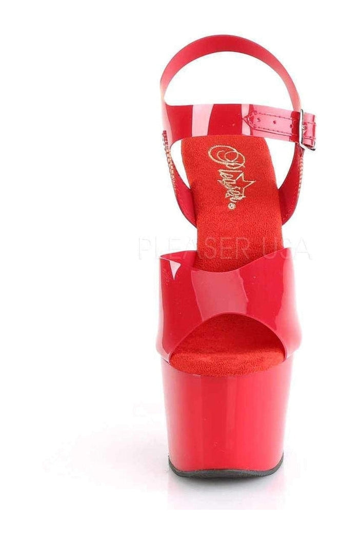 ADORE-708N Platform Sandal | Red Faux Leather-Pleaser-SEXYSHOES.COM