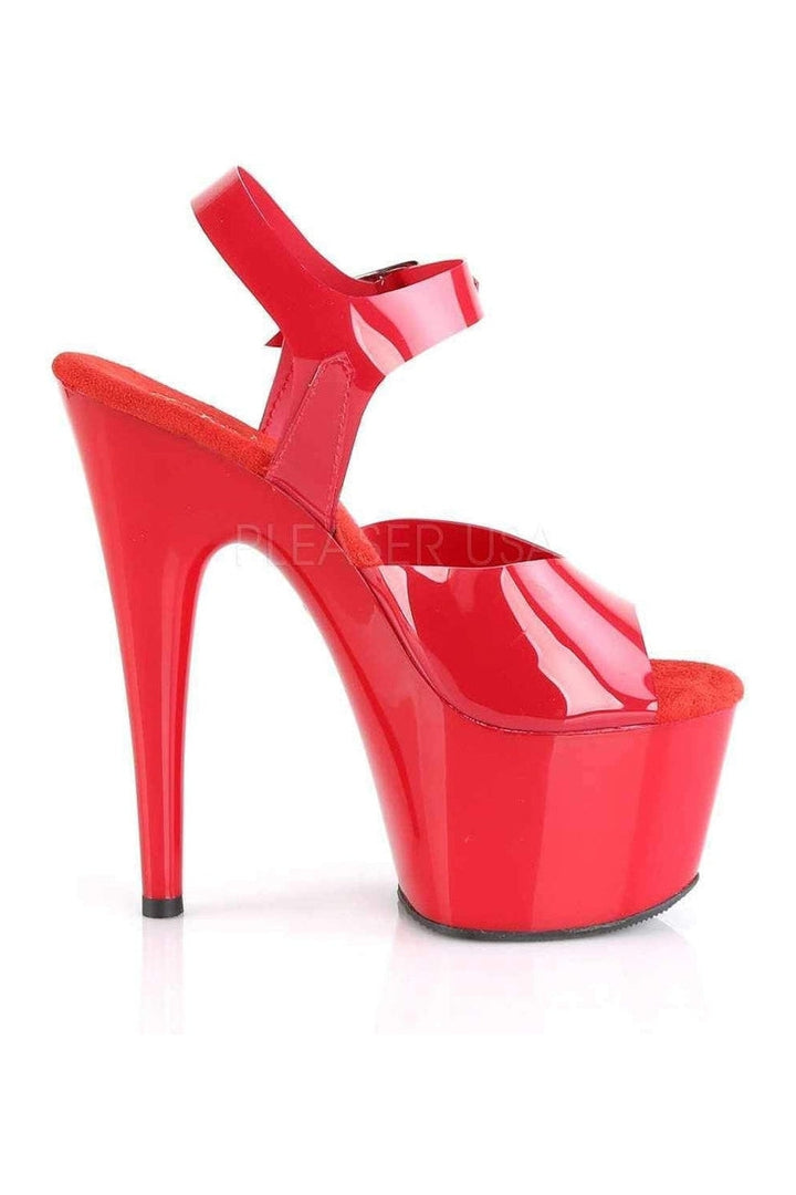 ADORE-708N Platform Sandal | Red Faux Leather-Pleaser-SEXYSHOES.COM