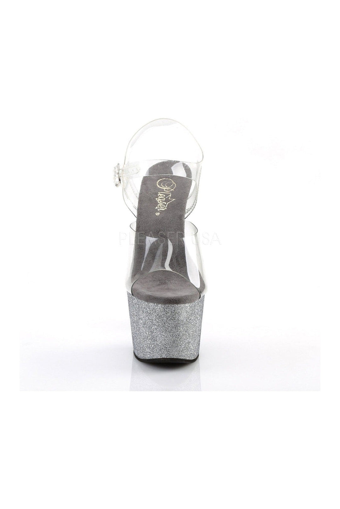 ADORE-708OMBRE Platform Sandal | Black Vinyl-Pleaser-Sandals-SEXYSHOES.COM