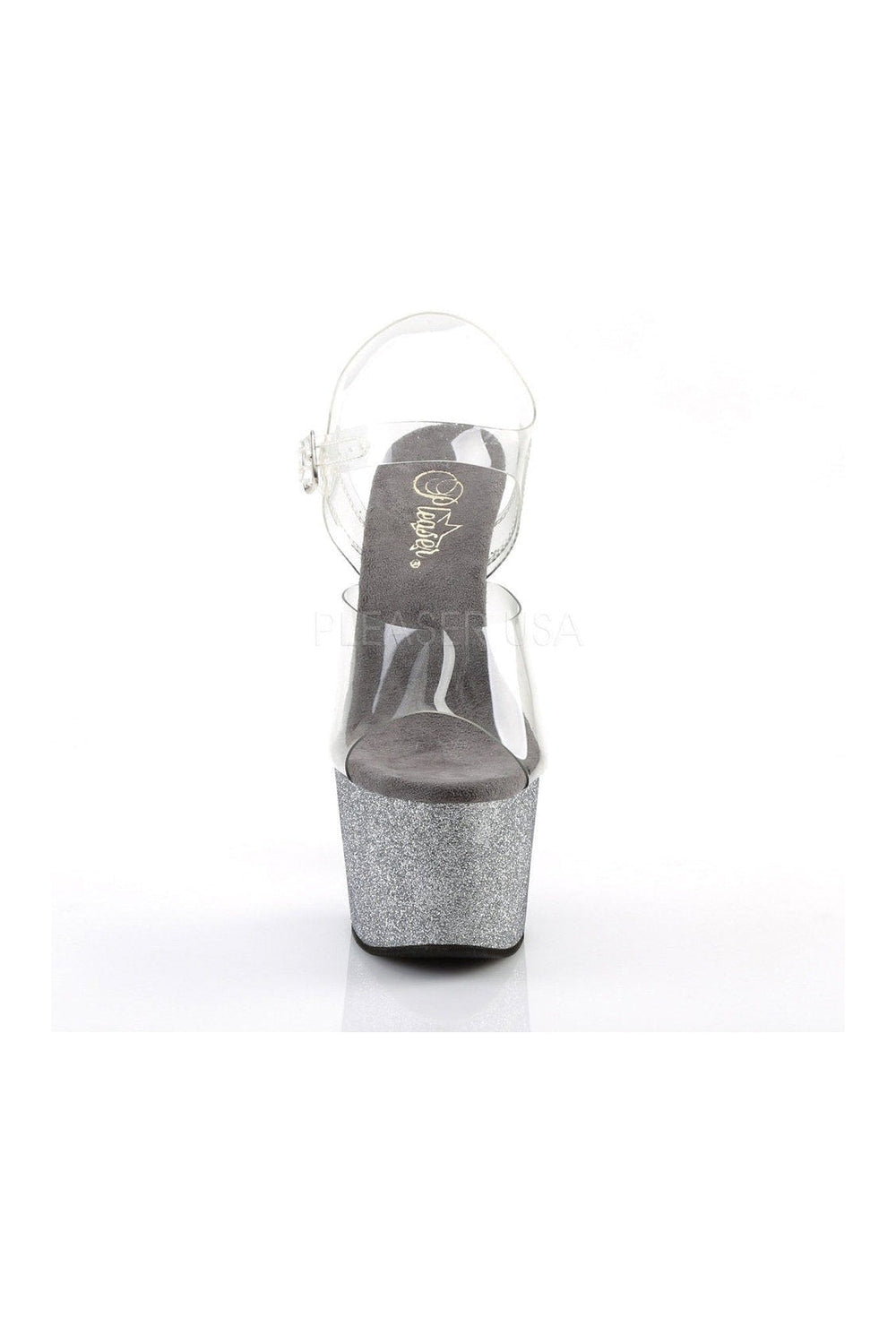 ADORE-708OMBRE Platform Sandal | Black Vinyl-Pleaser-Sandals-SEXYSHOES.COM