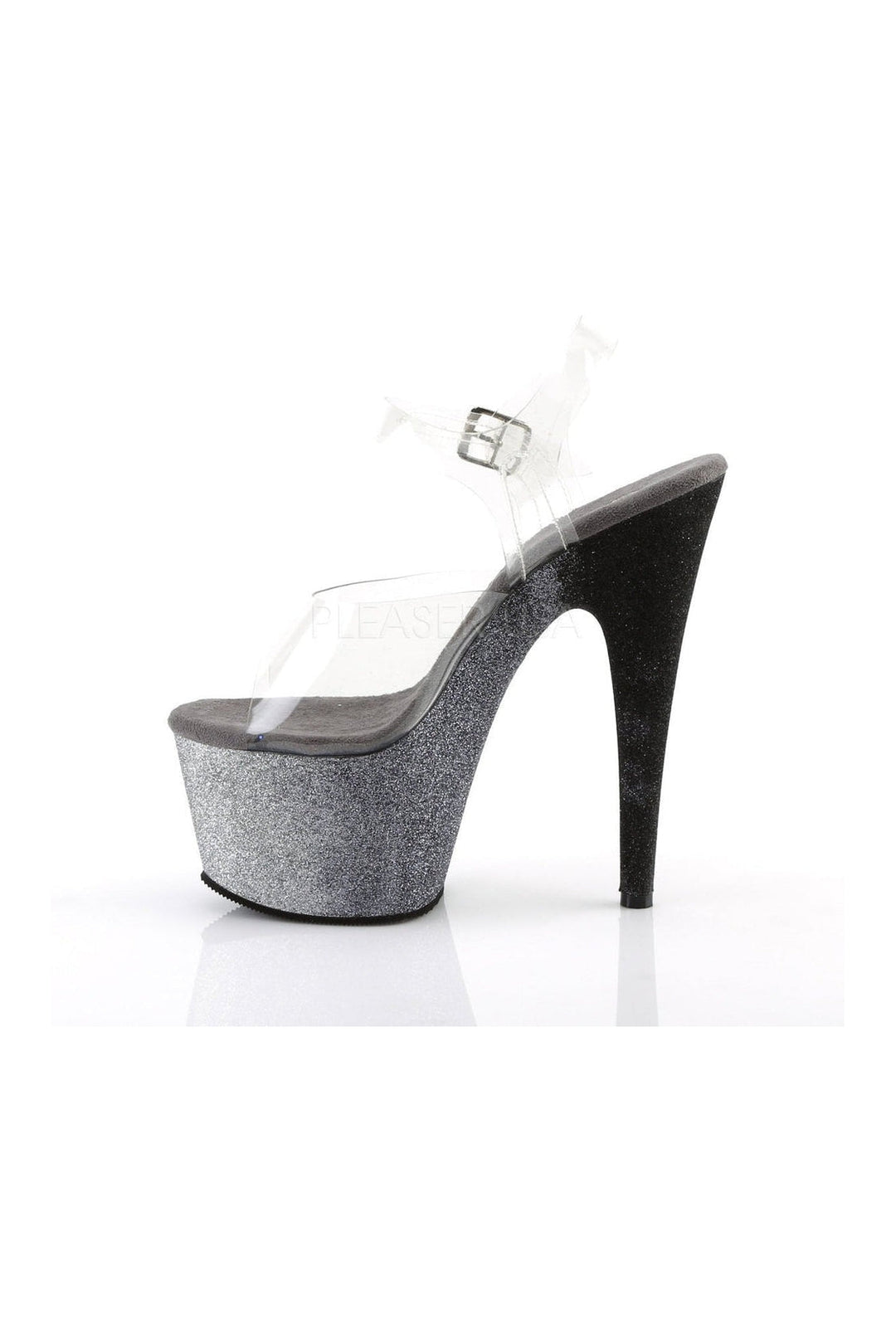 Pleaser ADORE-708OMBRE Platform Sandal in Black Vinyl