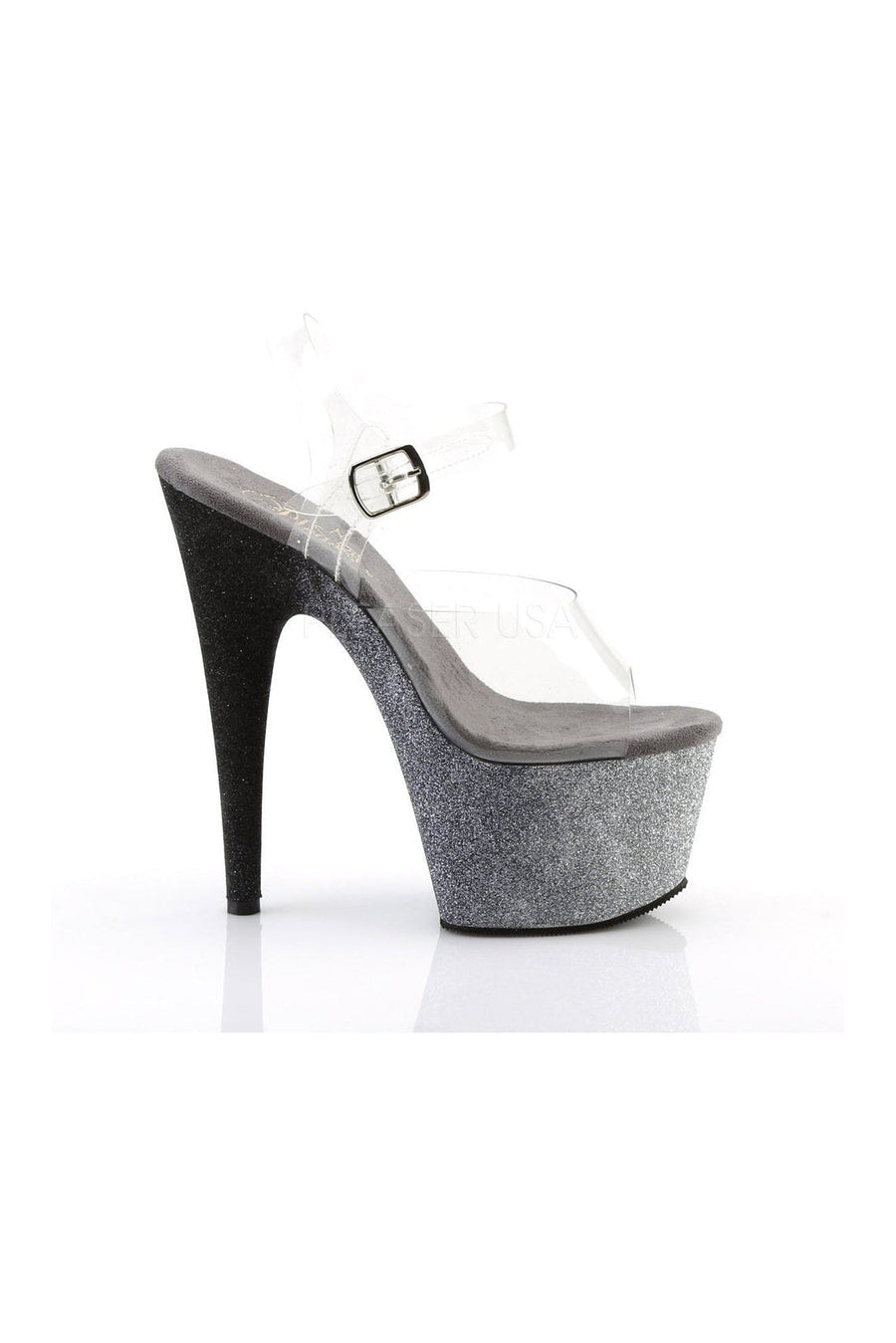 Pleaser ADORE-708OMBRE Platform Sandal in Black Vinyl