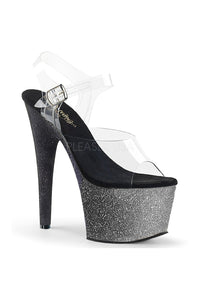 Pleaser ADORE-708OMBRE Platform Sandal in Black Vinyl from SexyShoes.com