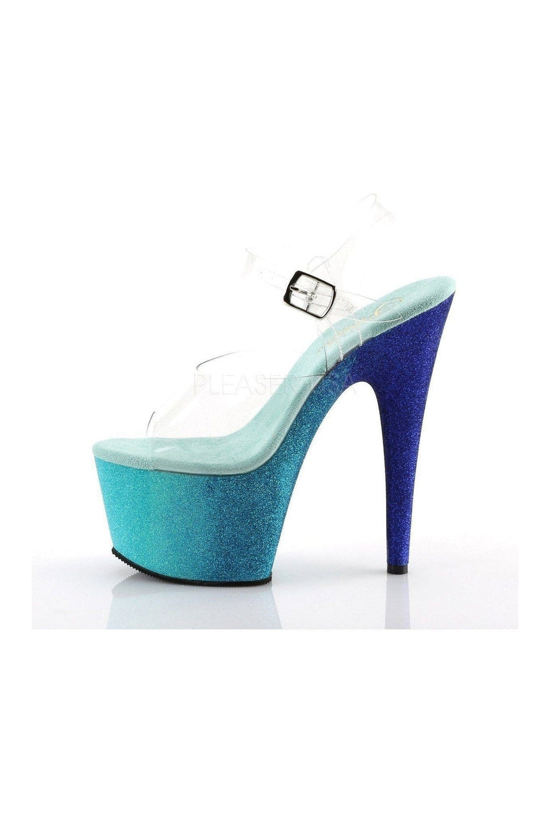 Pleaser ADORE-708OMBRE Platform Sandal in Blue Vinyl