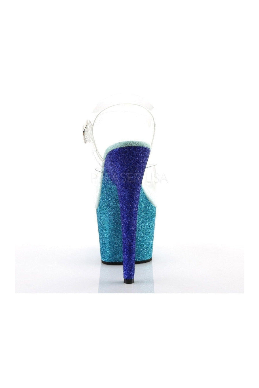 Pleaser ADORE-708OMBRE Platform Sandal in Blue Vinyl