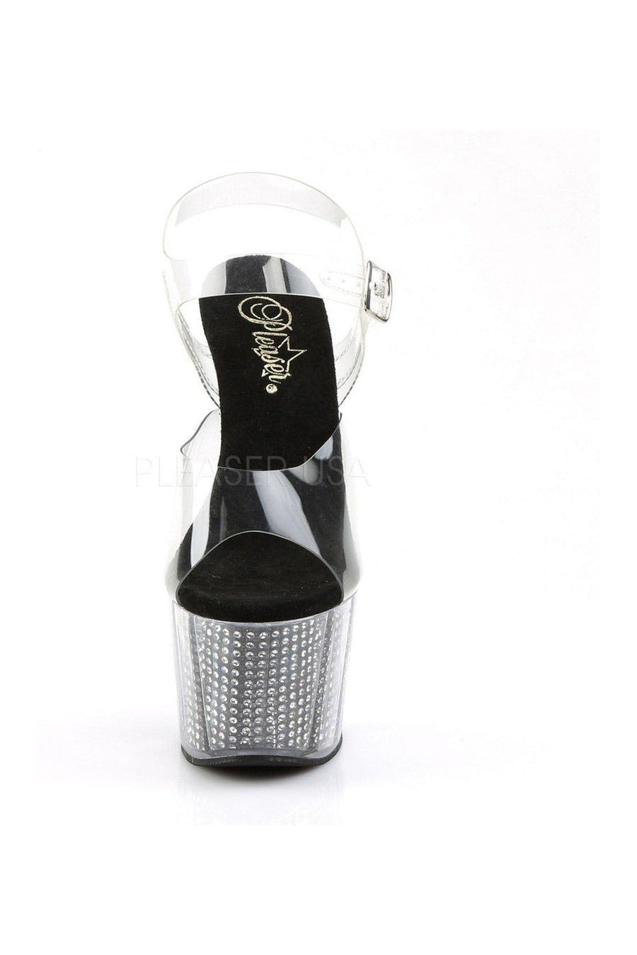 Pleaser ADORE-708SRS Platform Sandal in Black Vinyl