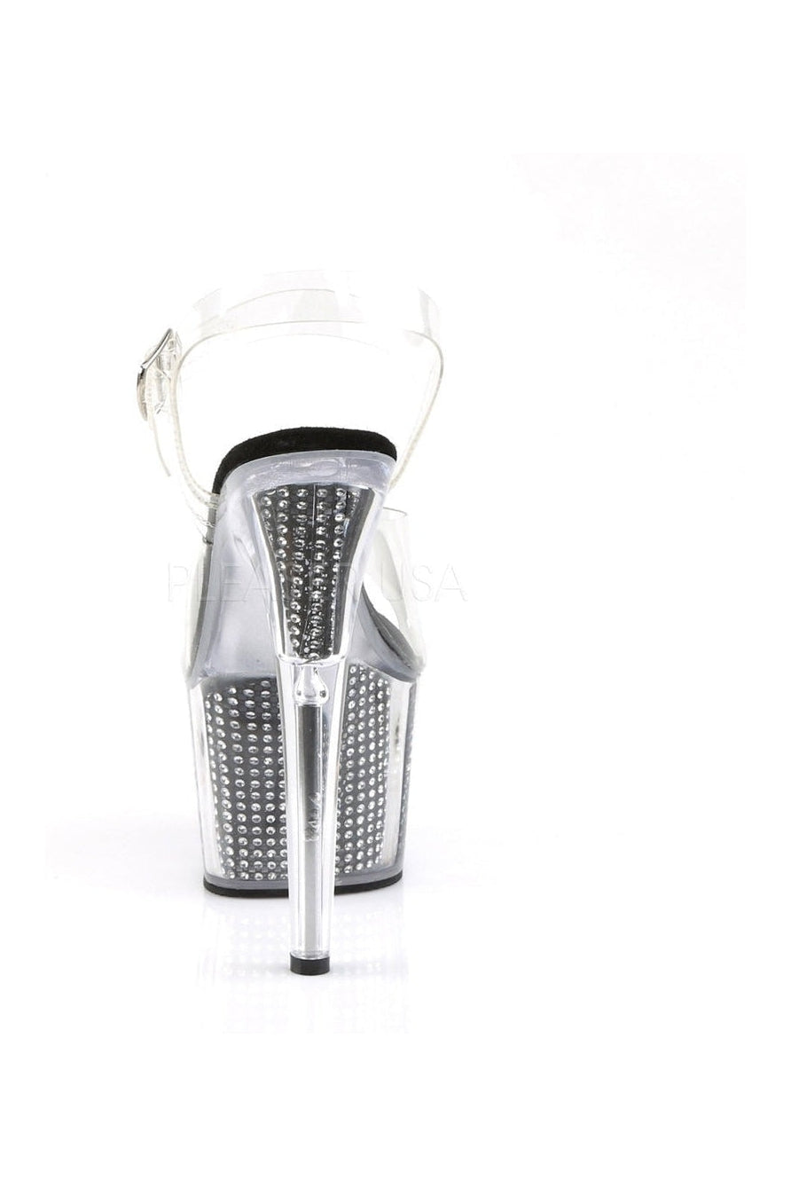 Pleaser ADORE-708SRS Platform Sandal in Black Vinyl